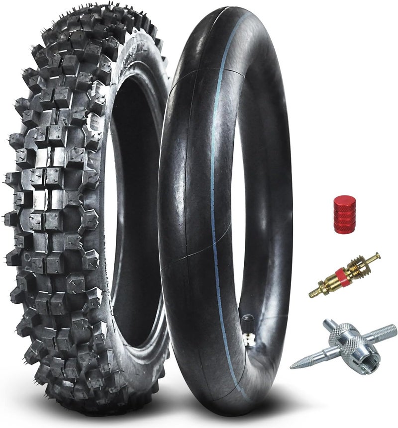 HOLATO Rear 80/100-12 3.00-12 Tire and Inner Tube for 110cc 125cc CRF70 CRF110 XR70 KLX110 TTR90 PW80 RM60 RM65 TaoTao DB14 SSR Apollo Coolster Dirt Pit Bike Motorcycle Off Road Motocross Heavy Duty - Image 1